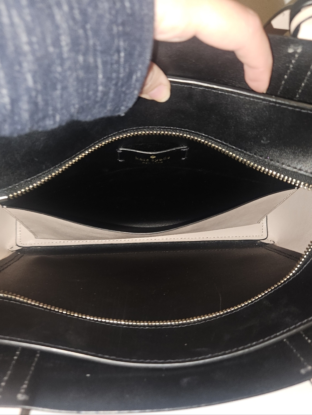 LIKE NEW!  ♠️ KATE SPADE Magnolia Street Black & Pink Double Pocket Tote Bag!! - Picture 5 of 7